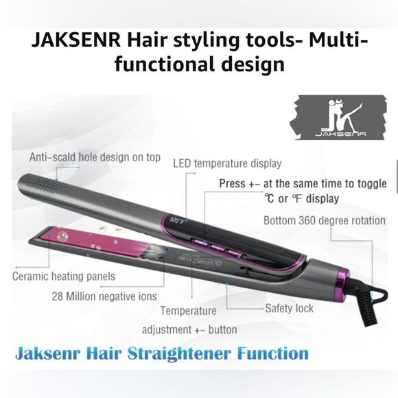 2 In 1 Hair Straightener Flat Iron Curler Waver With Negative Ion Stylin… - Picture 8 of 11